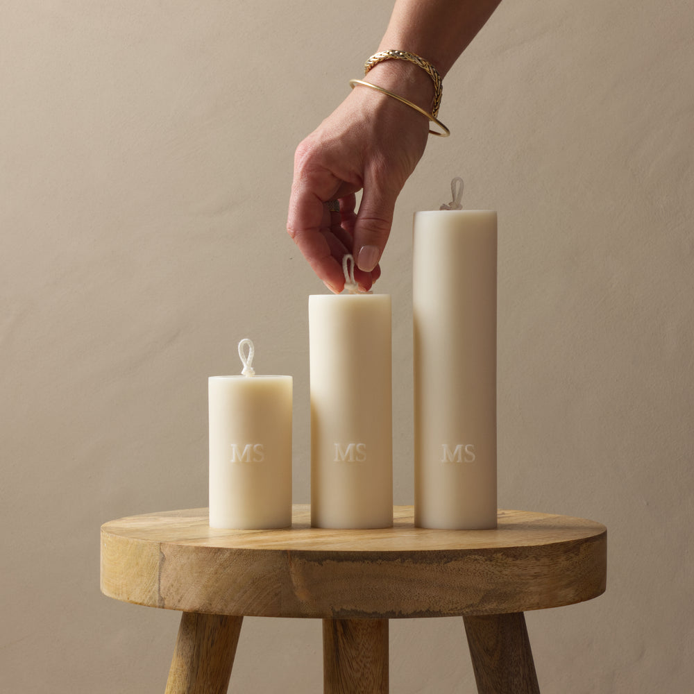 Composition de 3 bougies cierges décorative main