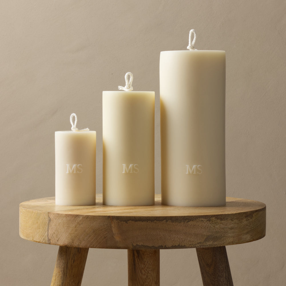 Composition de 3 bougies cierges en cire naturelle